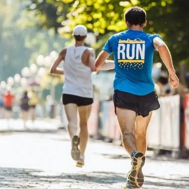 Athletes run